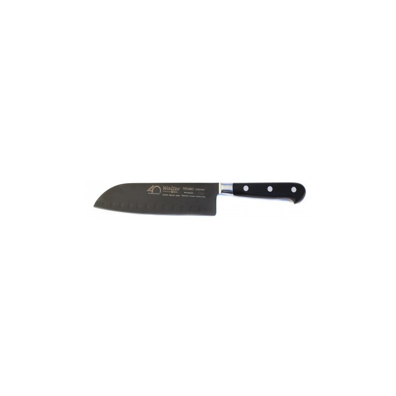 CUCHILLO SANTOKU FORJADO 17,5 CM. TITANIO NEGRO GS