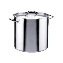 OLLA ALTA INDUSTRIAL CON TAPA INOX 21% 45 CM.