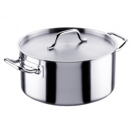 CACEROLA ALTA INDUSTRIAL CON TAPA INOX 21% 45 CM.