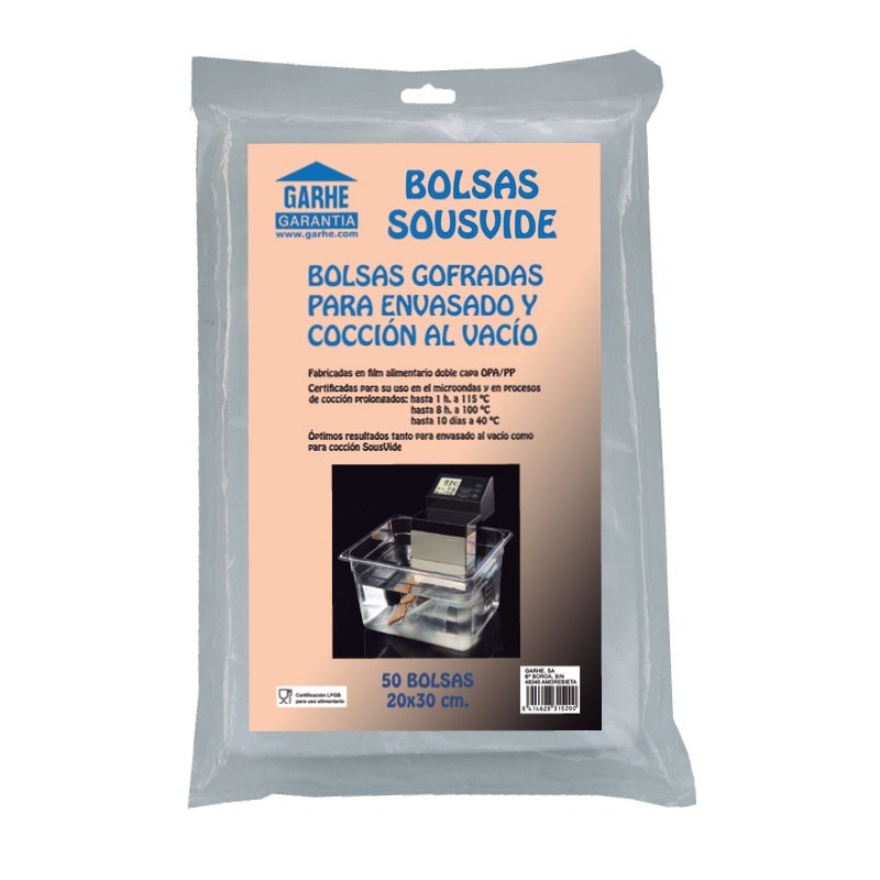 BOLSAS PARA COCINAR AL VACIO 20X30 PAQ. 50 UNIDADE