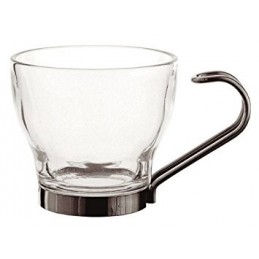 TAZA CRISTAL CAFÉ OSLO 10 CL. ASA INOX 3 UNIDADES