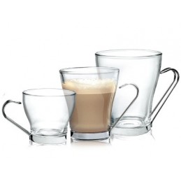 TAZA CRISTAL CAFÉ OSLO 10 CL. ASA INOX 3 UNIDADES