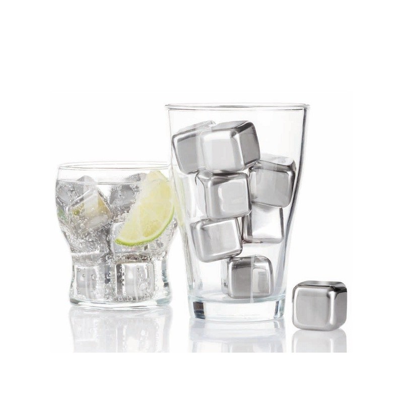 SET 8 CUBITOS HIELO ACERO INOXIDABLE + PINZA