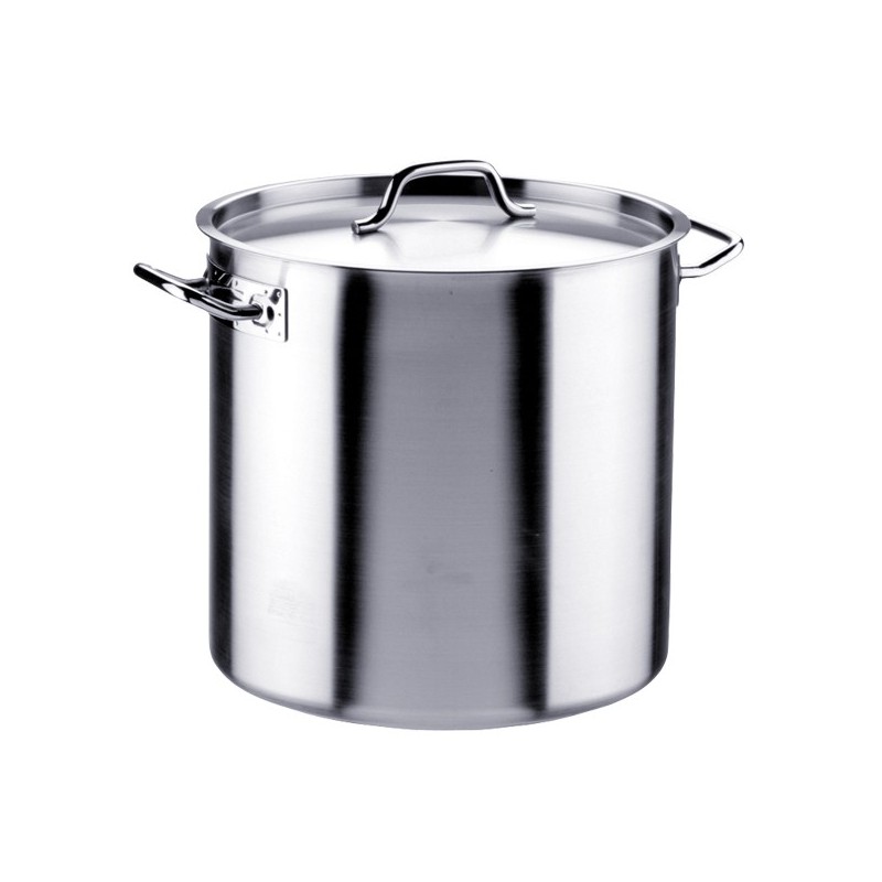 OLLA ALTA INDUSTRIAL CON TAPA INOX 21% 24 CM.