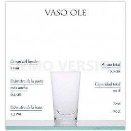 VASO CERVEZA OLE 20 CL. CAJA 6 UNIDADES