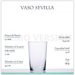 VASO CERVEZA SEVILLA 25 CL. CAJA 12 UNIDADES