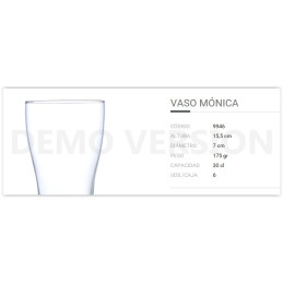 VASO CERVEZA MONICA 30 CL. CAJA 6 UNIDADES