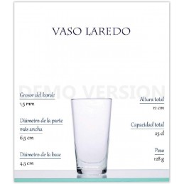 VASO CERVEZA LAREDO 25 CL. CAJA 6 UNIDADES