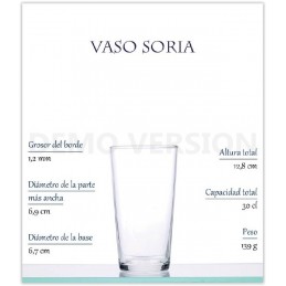 VASO CERVEZA SORIA 30 CL. CAJA 6 UNIDADES