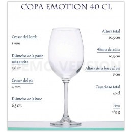 COPA VINO EMOTION 40 CL. CAJA 6 UNIDADES